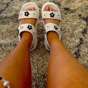 Crocs mega crush platform sandals.